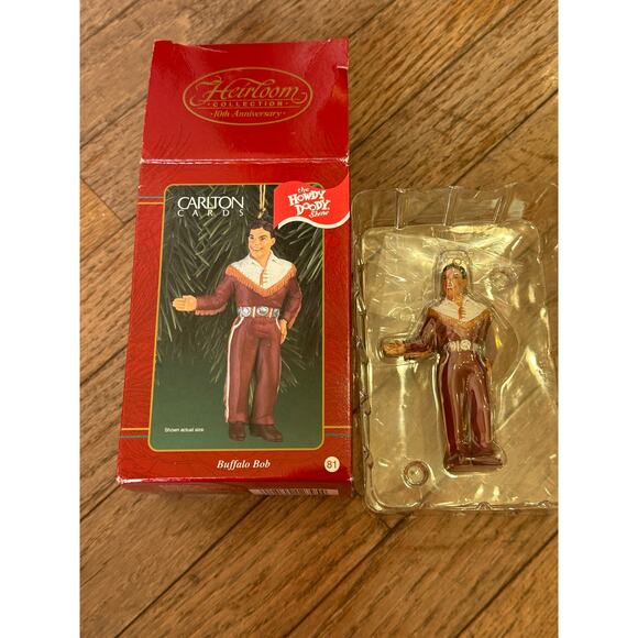 Vintage 90s Carlton Cards Heirloom Buffalo Bob Ornament Howdy Doody Show w/Box - Picture 13 of 16
